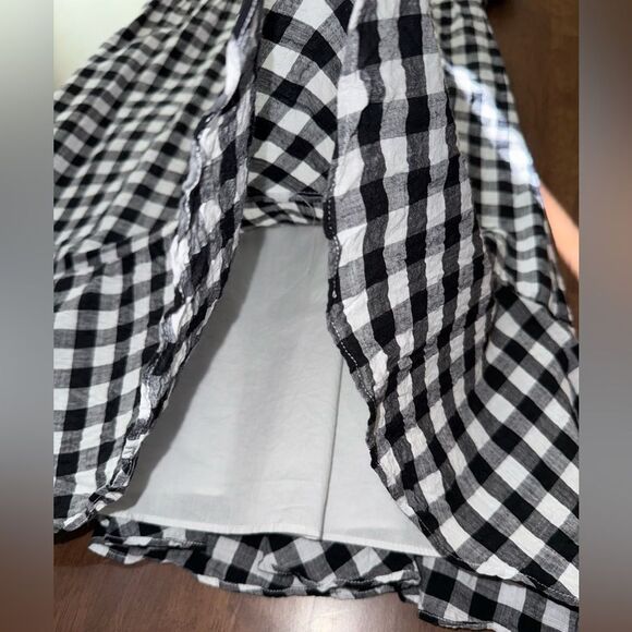 J.Crew Gingham Ruffle Midi Dress Size 12 Black White Check Cotton Lined Summer - Picture 6 of 11